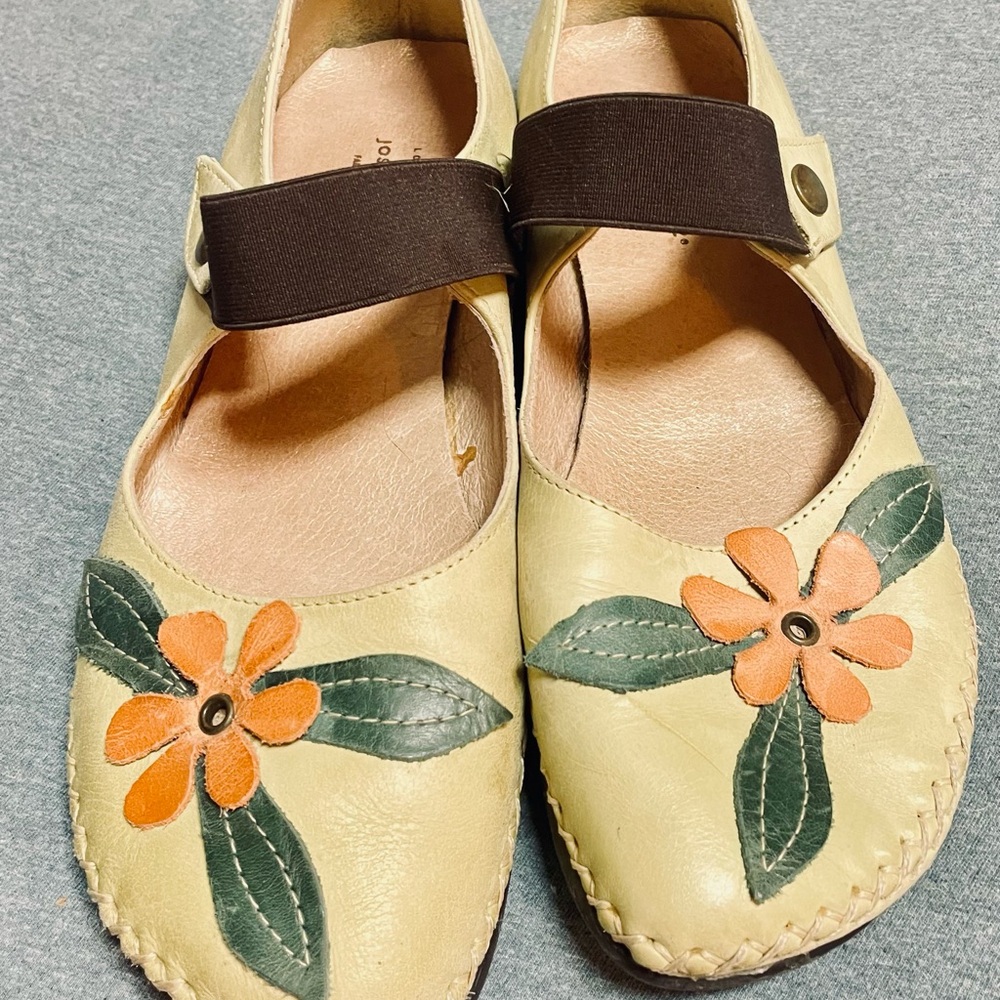 Floral Leather Mary Jane Flats